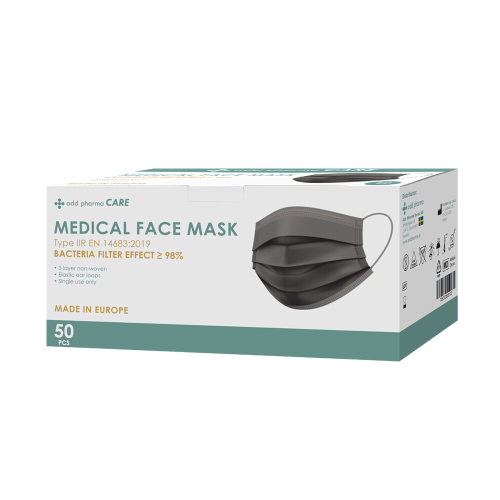 Munnbind type IIR svarte 50stk