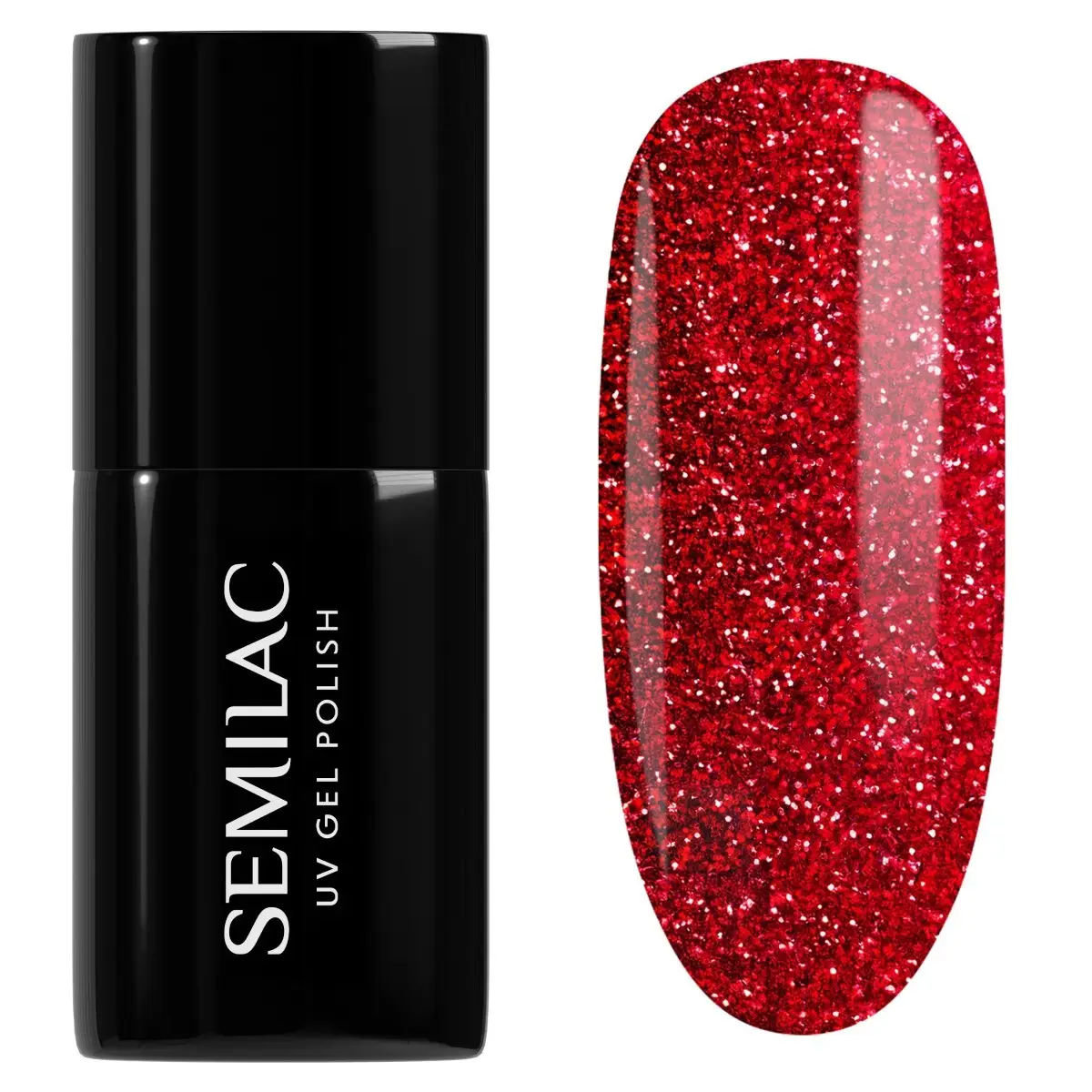 Semilac UV Gel Polish 318 Burgundy Red Glitter 7 ml