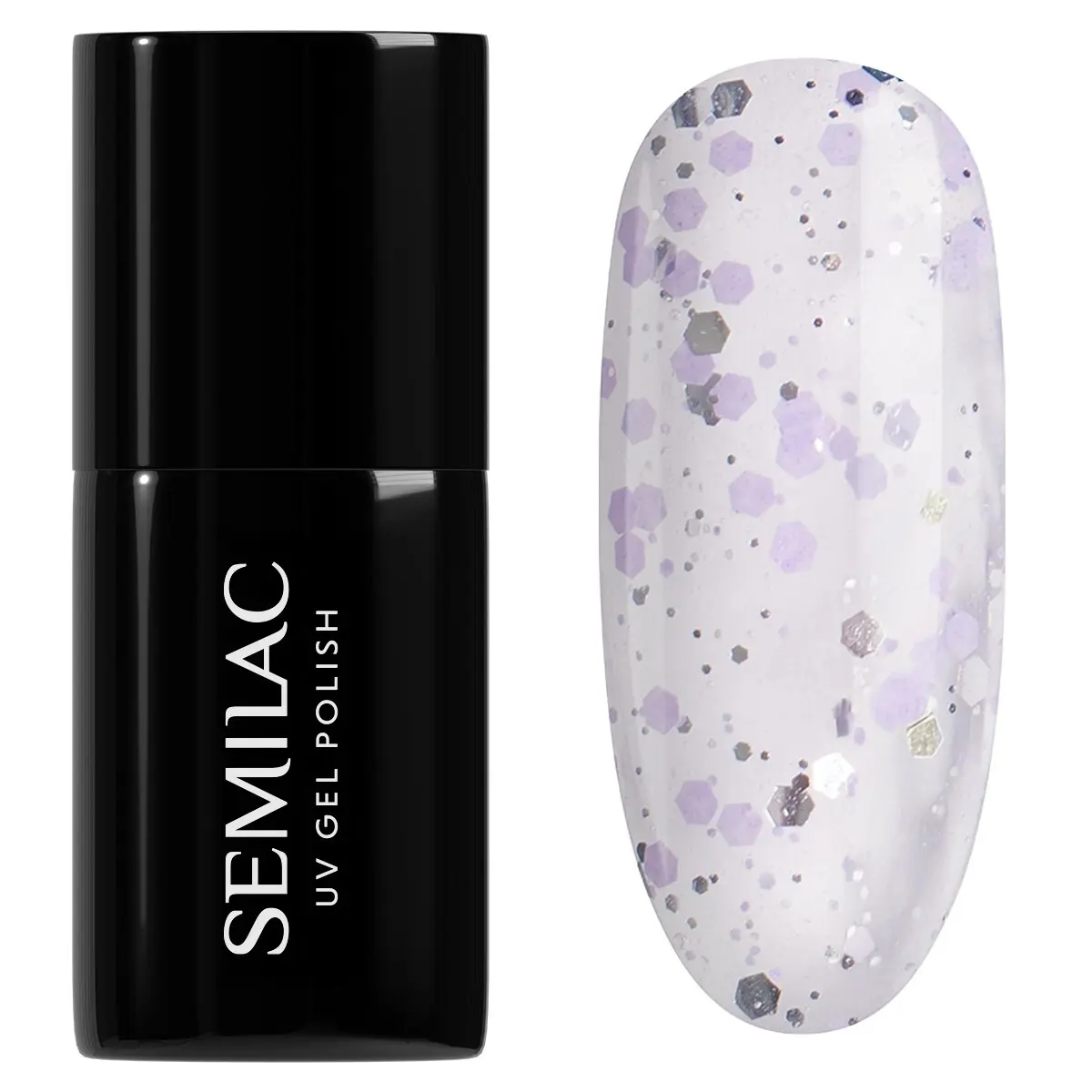 925 Semilac UV Gel Polish Silver & Violet Drops 7ml