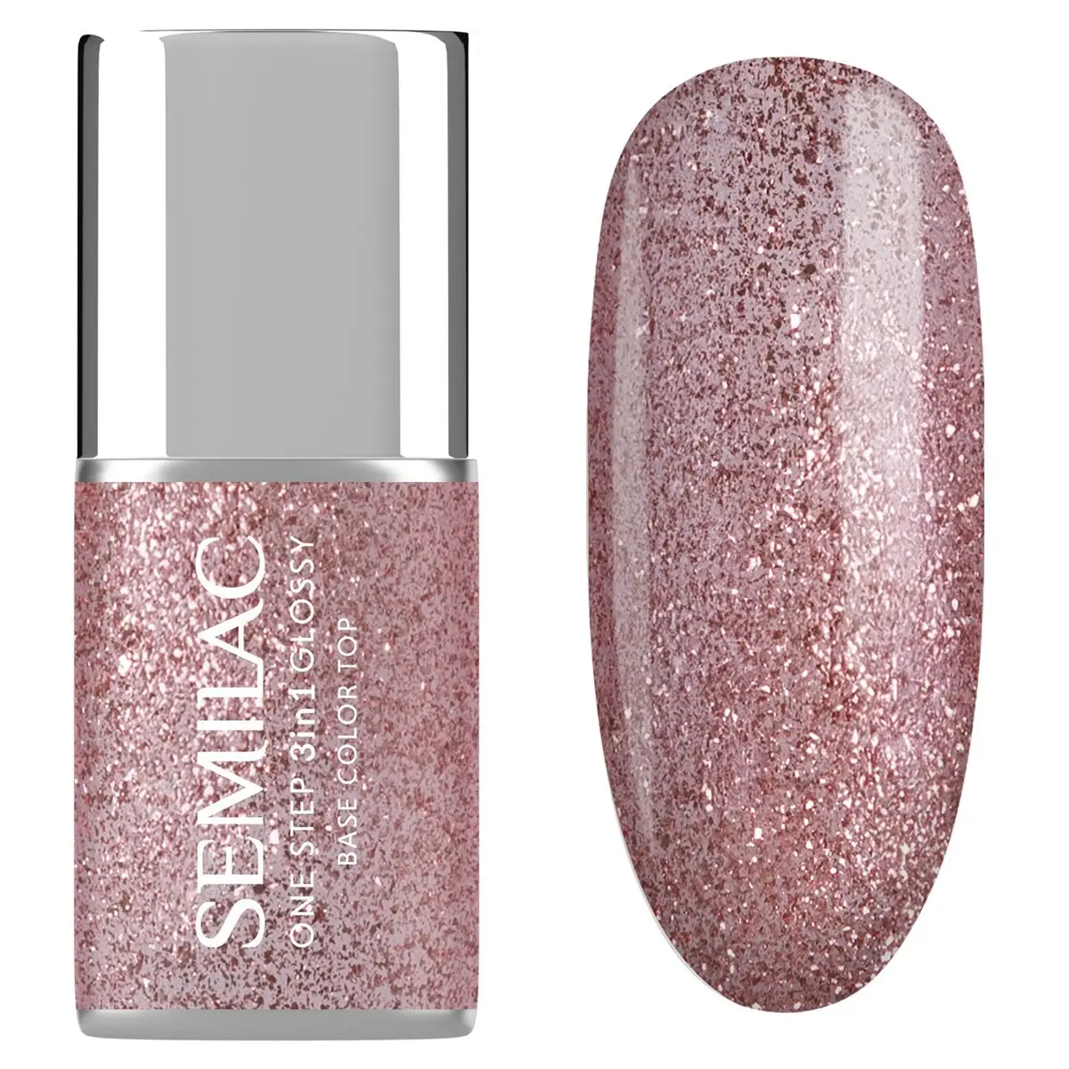 S250 Semilac One Step 3in1 Glossy Glitter Pink 7ml