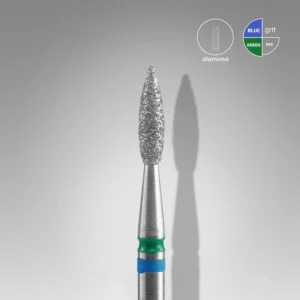 Diamond Nail Drill Bit Duo Expert Pointed Flame - Blue x Green - 2.1 x 8 mm