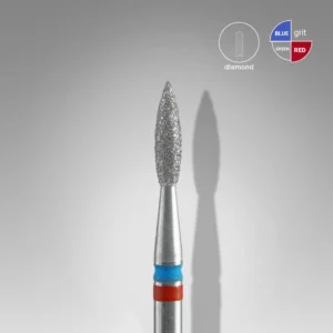 Diamond Nail Drill Bit Duo Expert Pointed Flame - Red x Blue - 2.1 x 8 mm