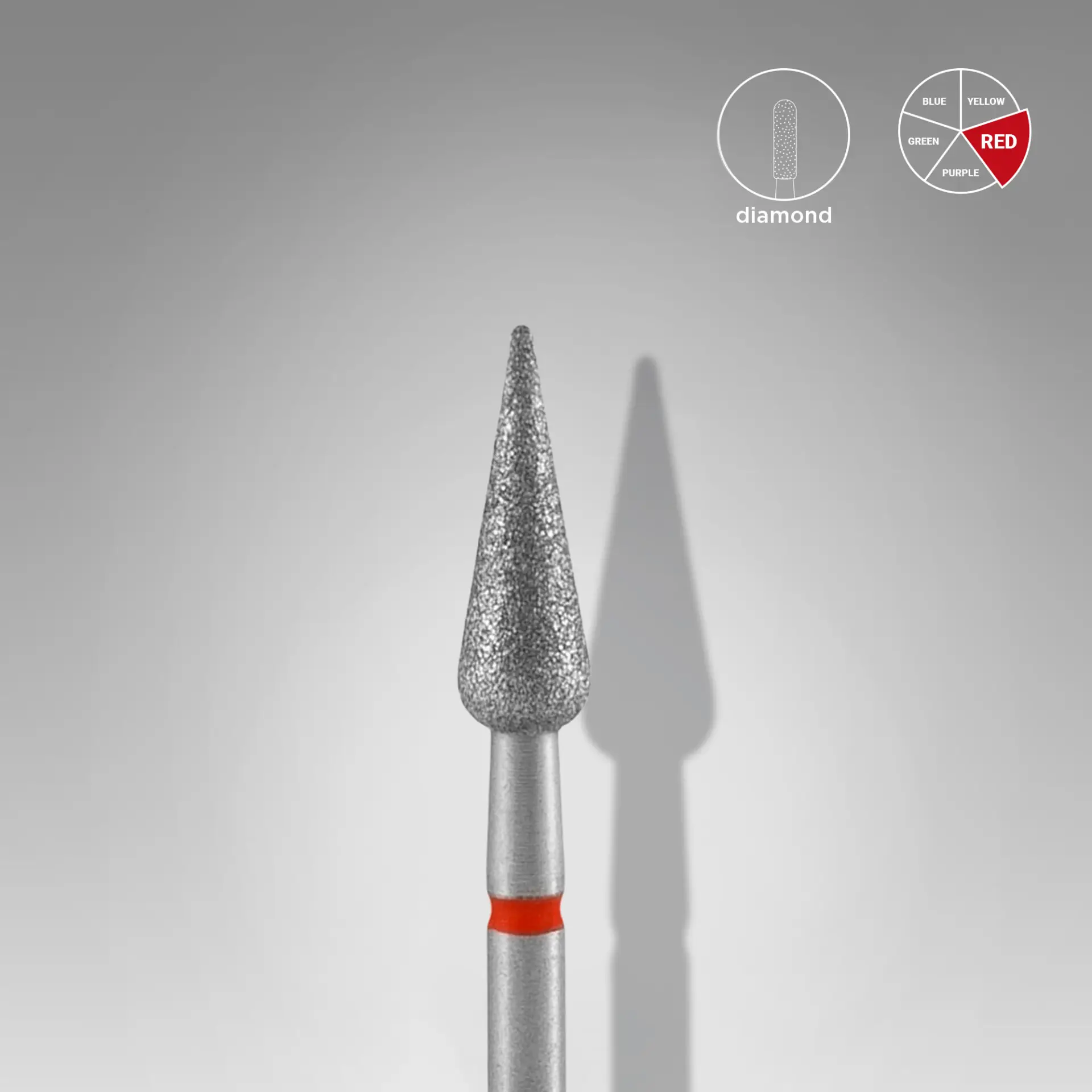 Diamond Nail Drill Bit Expert Pear - Red - 4 x 12 mm