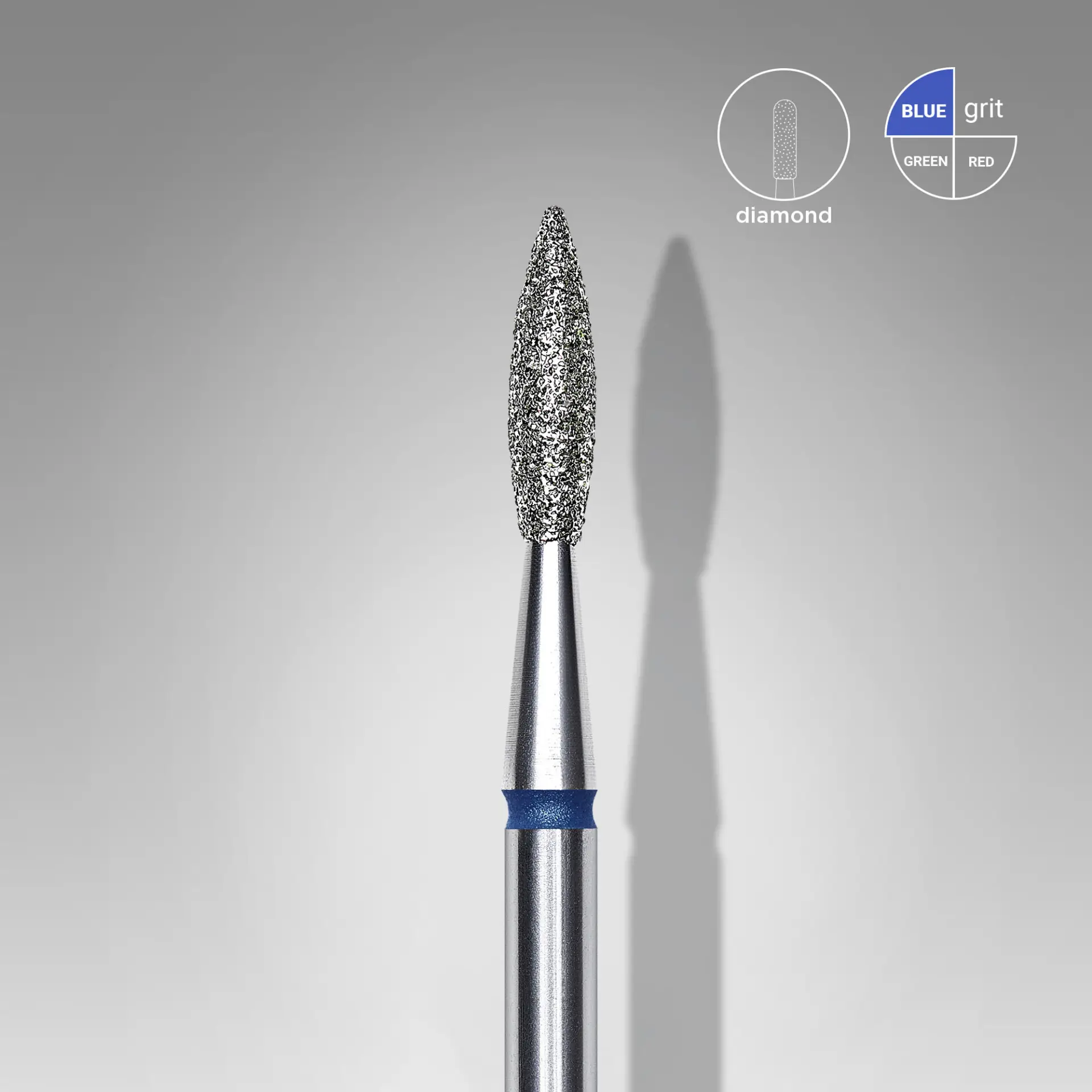 Diamond Nail Drill Bit Expert Pointed Flame - Blue - 2.1 x 8 mm