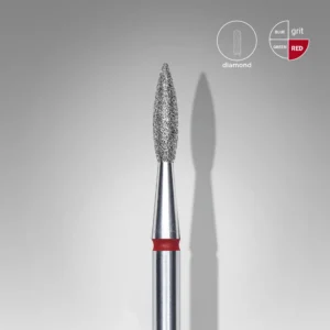 Diamond Nail Drill Bit Expert Pointed Flame - Red - 2.1 x 8 mm