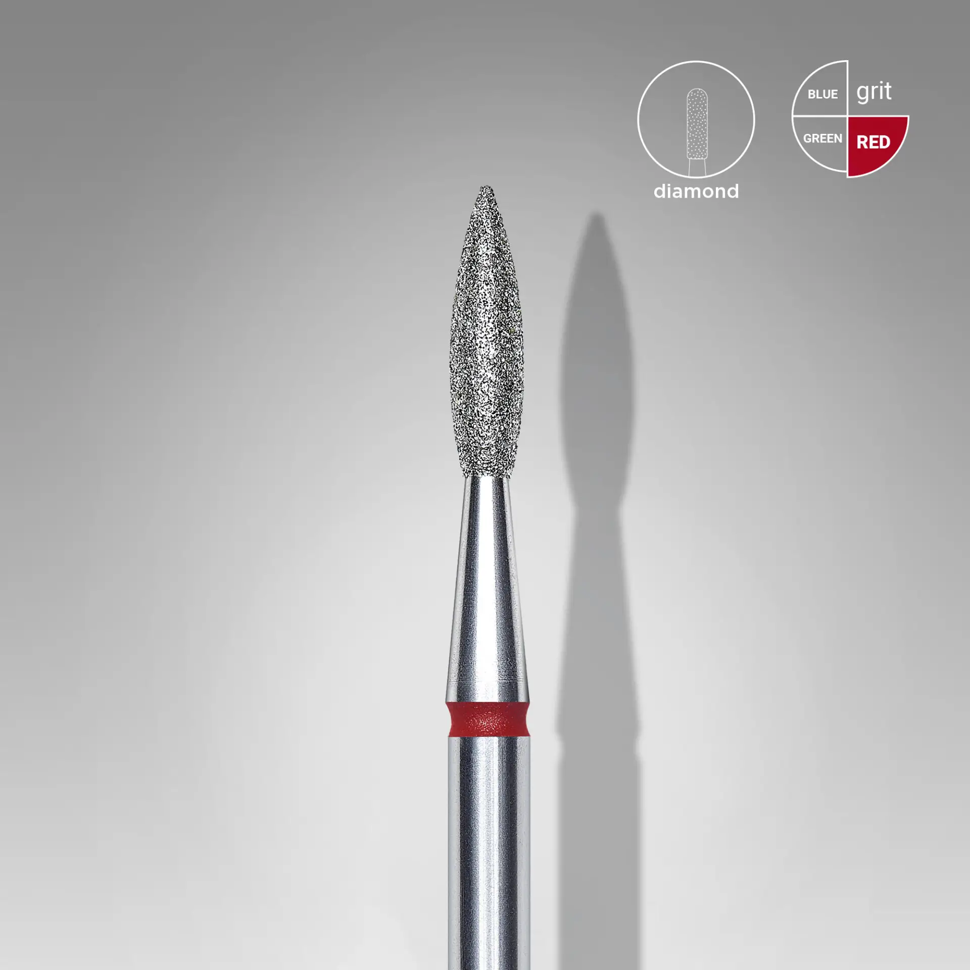Diamond Nail Drill Bit Expert Pointed Flame - Red - 2.1 x 8 mm